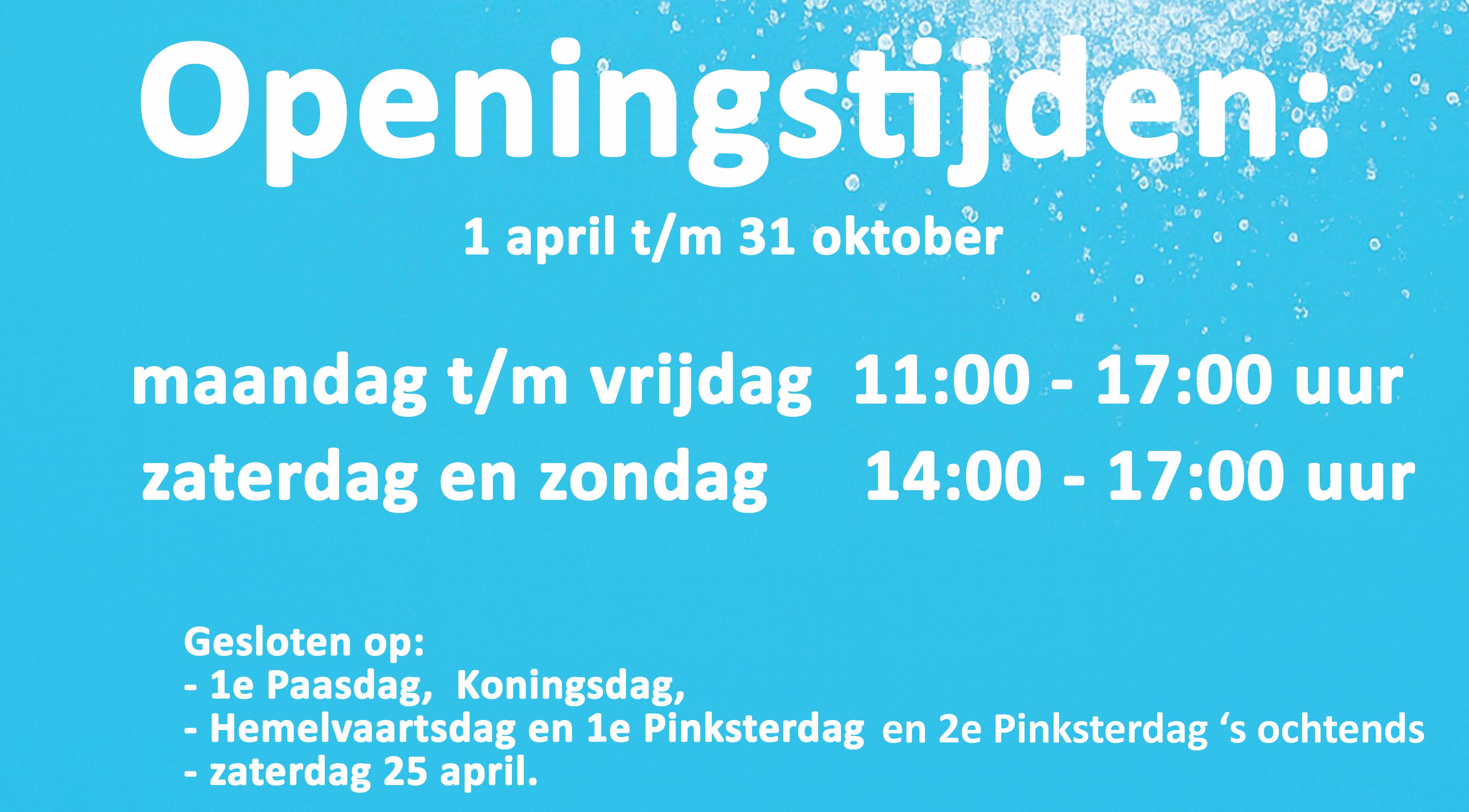 Openingstijden zomer 2026 optie 2